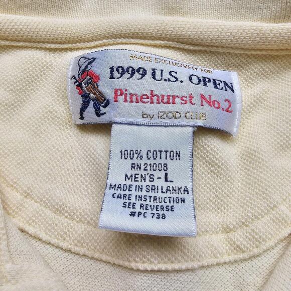 1999 US Open Pinehurst NO.2 Polo Golf Shirt Embroidered Logo Yellow LG Cotton - Picture 4 of 6